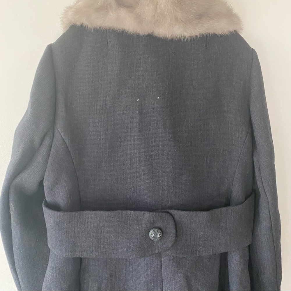 Gray mink fur collar vintage 70’s maxi length peacoat - Picture 5 of 6